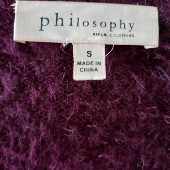 Philosophy Fuzzy deep burgundy sweater S-M - Picture 4 of 5